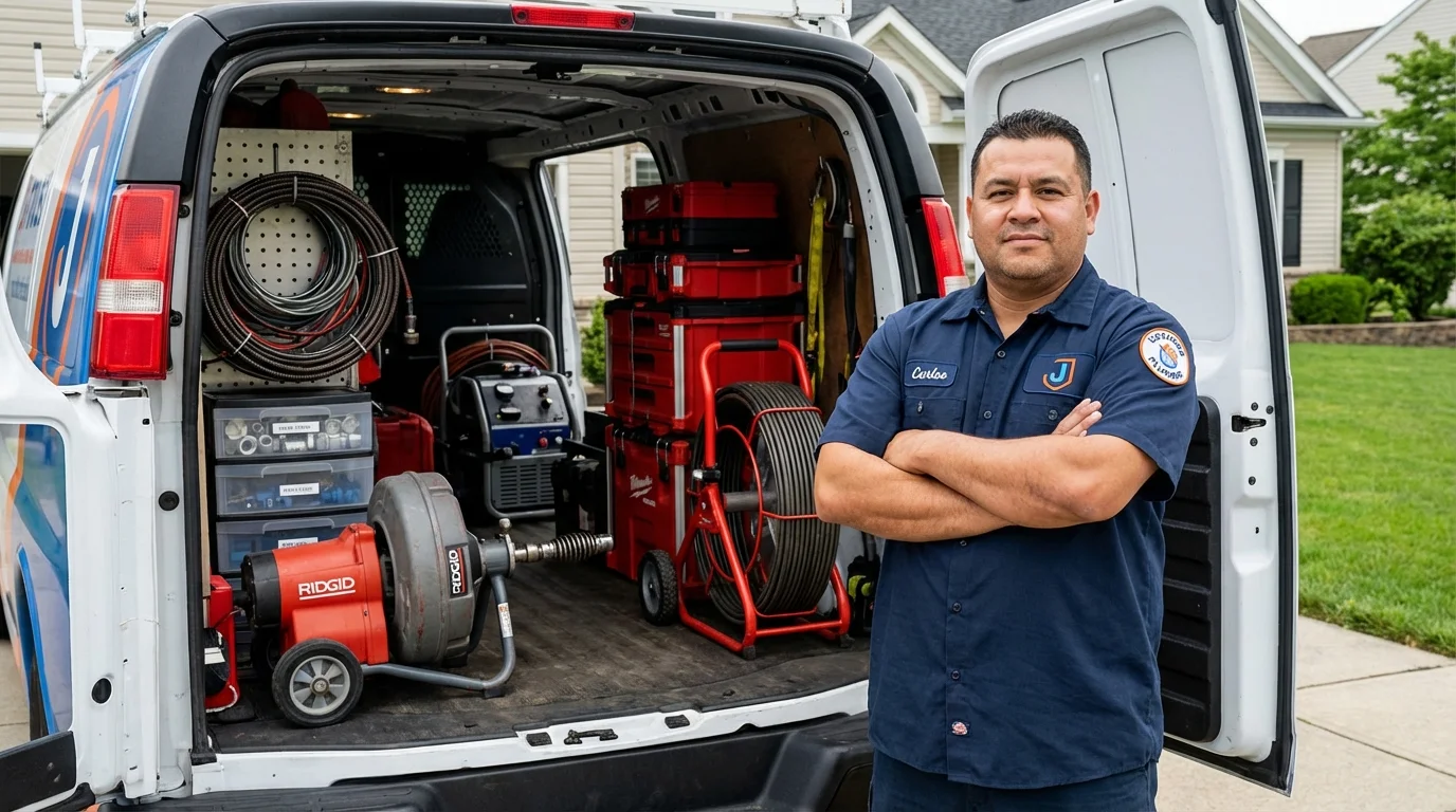 Professional drain cleaning equipment and Johns Plumbing LLC plumber in Beulaville