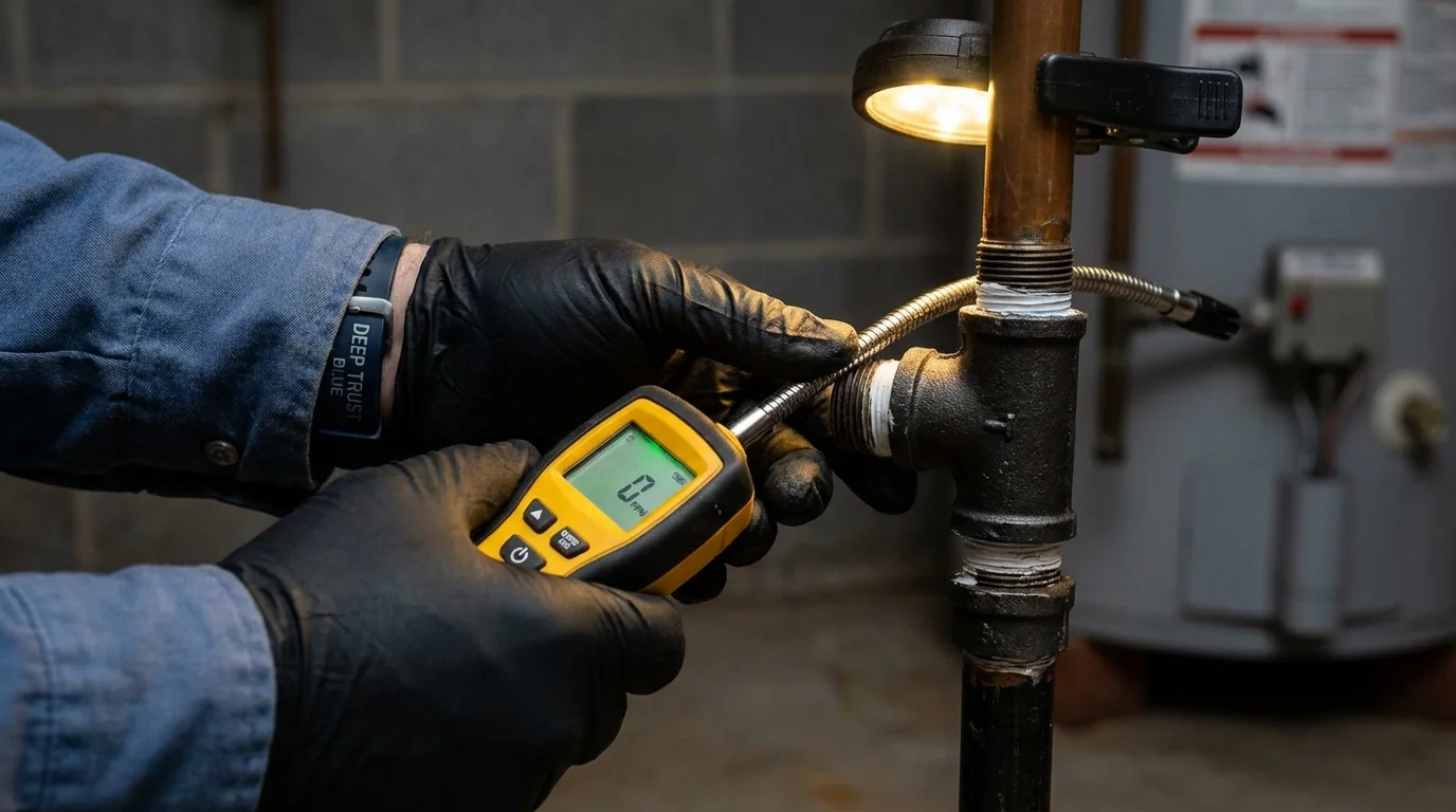 Gas leak detection with electronic sniffer by Johns Plumbing LLC in Beulaville